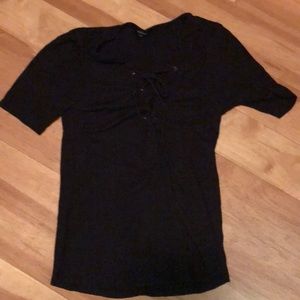 lightly used black lace up shirt